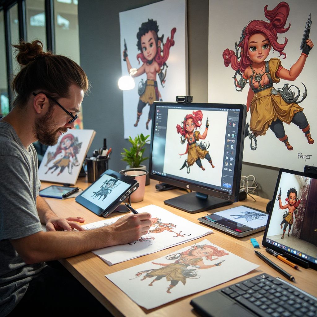 KidPlay designers working on game characters