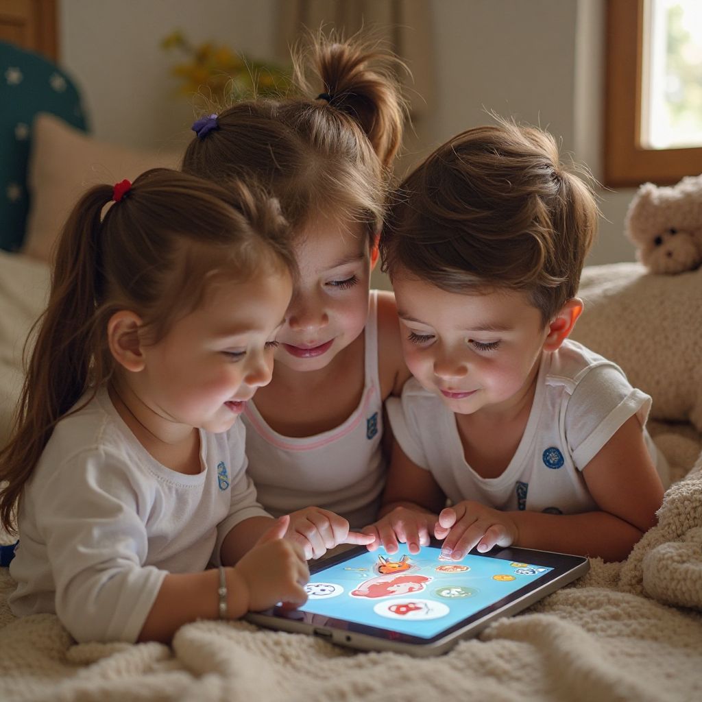 Children playing educational games